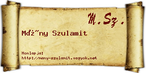 Mány Szulamit névjegykártya